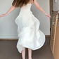Classical Spaghetti Straps Prom Dress White Ruffles A-Line Evening Dress C9663