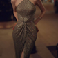Mini robe de soirée en satin, sans bretelles, sans manches, ligne a, simple, C899