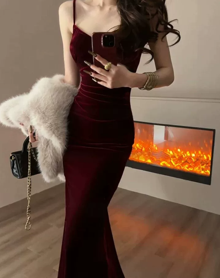 Robe de bal de princesse bustier à volants en satin long, robe de soirée C8117