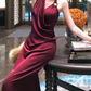 Robe de bal de princesse bustier à volants en satin long, robe de soirée C8117