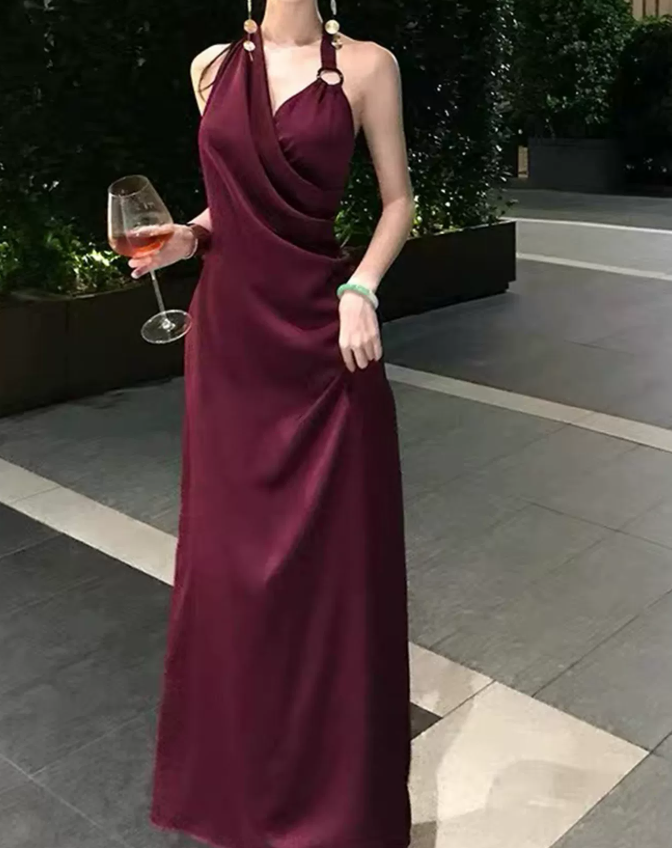Robe de bal de princesse bustier à volants en satin long, robe de soirée C8117