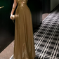 Elegant Gold Strapless Maxi Dress Summer A-Line Long Dress C9672