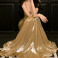 Elegant Gold Strapless Maxi Dress Summer A-Line Long Dress C9672