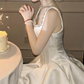 Lovely Spaghetti Straps Satin Homecoming Dress White Beaded A-Line Party Dress C9677