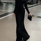 Sleek Off-Shoulder Black Maxi Dress Long Sleeve Mermaid Long Dress C9678