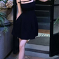 Playful Spaghetti Straps A-Line Mini Dress Black Summer Short Dress C9679