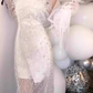 Glam Strapless White Homecoming Dress Feather Sequins Sheath Party Dress C9680