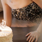 Glittering Strapless Black Prom Dress Sequins Slit A-Line Evening Dress C9682