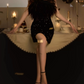 Sparkling Strapless Black Homecoming Dress Feather Sequins Sheath Party Dress C9683