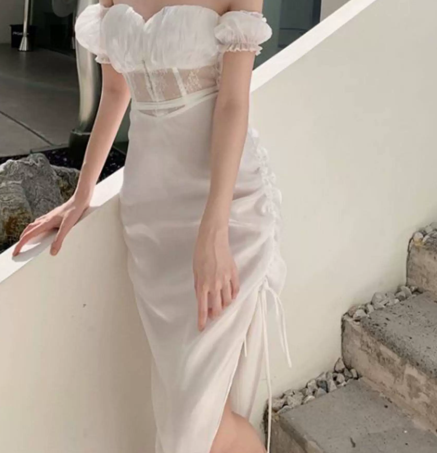 Nouvelle robe longue d'été élégante de style français pour femme C7992