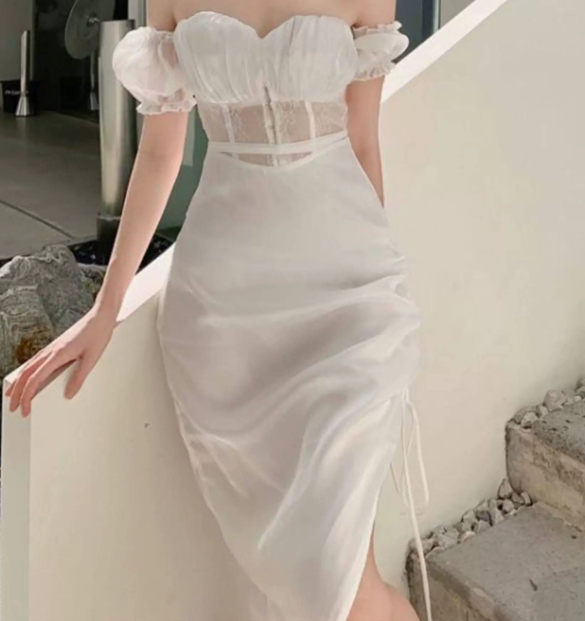 Nouvelle robe longue d'été élégante de style français pour femme C7992