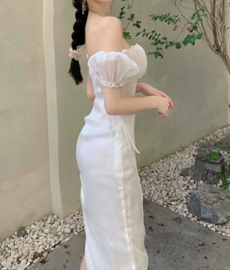 Nouvelle robe longue d'été élégante de style français pour femme C7992