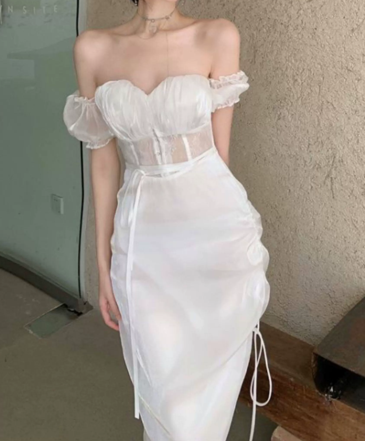 Nouvelle robe longue d'été élégante de style français pour femme C7992
