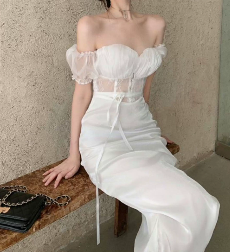 Nouvelle robe longue d'été élégante de style français pour femme C7992