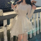 Graceful Long Sleeve A-Line Mini Dress White Lace Short Dress C9689