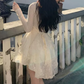 Graceful Long Sleeve A-Line Mini Dress White Lace Short Dress C9689