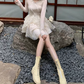 Graceful Long Sleeve A-Line Mini Dress White Lace Short Dress C9689