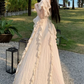 Attractive V Neck Ivory Maxi Dress Ruffles A-Line Long Dress C9693