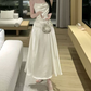 Alluring Spaghetti Straps Prom Dress White Satin A-Line Evening Dress C9694