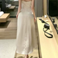 Alluring Spaghetti Straps Prom Dress White Satin A-Line Evening Dress C9694