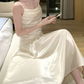Alluring Spaghetti Straps Prom Dress White Satin A-Line Evening Dress C9694