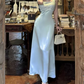 Lustrous Spaghetti Straps Prom Dress Blue Satin Sequins A-Line Evening Dress C9696