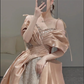 Simple Ball Gown Off The Shoulder Satin Long Prom Dresses C96