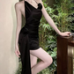 Chic Halter Neck Black Mini Dress Backless Sheath Short Dress C9700