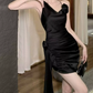Chic Halter Neck Black Mini Dress Backless Sheath Short Dress C9700