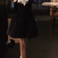 Retro Long Sleeve A-Line Mini Dress Black Lace Short Dress C9705