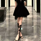 Playful Off-Shoulder Homecoming Dress Bow Velvet A-Line Party Dress C9708