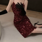 Shiny Spaghetti Straps Homecoming Dress Red Sequins Sheath Party Dress C9713