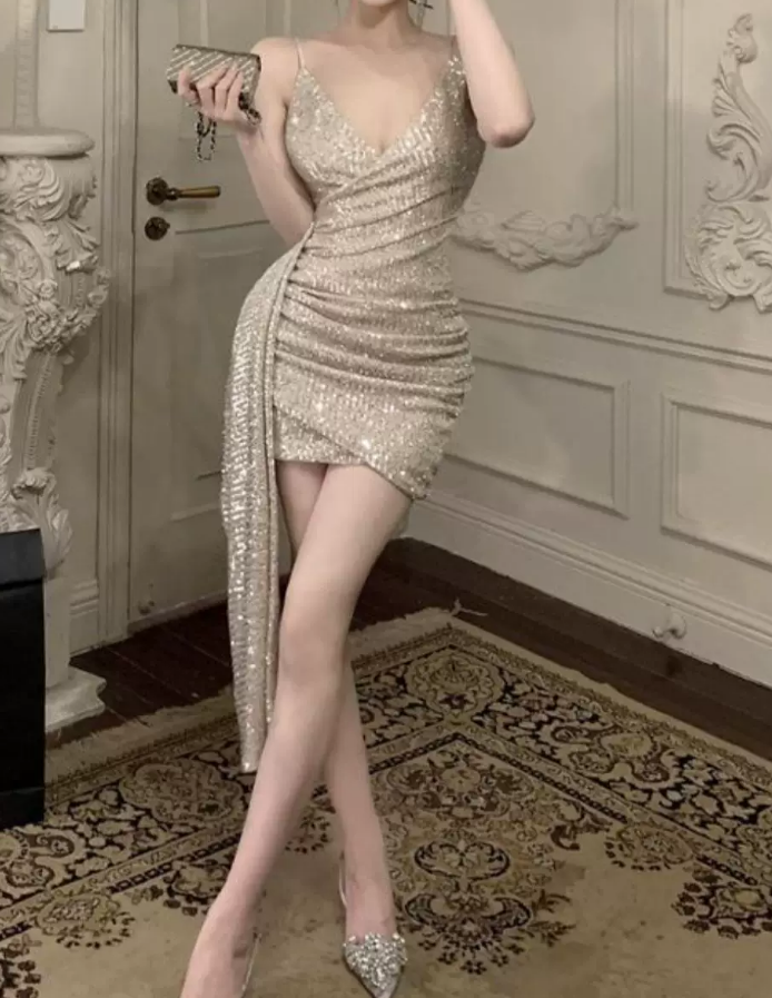 Mini robe de soirée en satin, sans bretelles, sans manches, ligne a, simple, C899