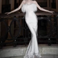 Glam Strapless White Prom Dress Feather Mermaid Evening Dress C9715