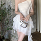 Unique One Shoulder Mini Dress White Ruffled A-Line Short Dress C9716
