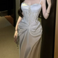 Robe de bal de princesse bustier à volants en satin long, robe de soirée C8117