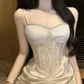 Robe de bal de princesse bustier à volants en satin long, robe de soirée C8117