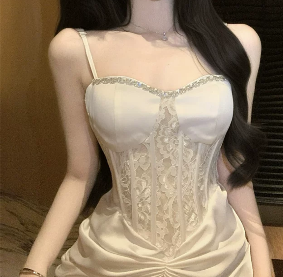 Robe de bal de princesse bustier à volants en satin long, robe de soirée C8117