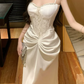 Robe de bal de princesse bustier à volants en satin long, robe de soirée C8117