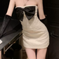 Cute Strapless Bow Mini Dress White Bodycon Short Dress C9719
