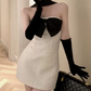 Cute Strapless Bow Mini Dress White Bodycon Short Dress C9719