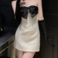 Cute Strapless Bow Mini Dress White Bodycon Short Dress C9719