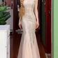 Glittering V Neck Champagne Prom Dress Sequins Mermaid Evening Dress C9721