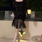 Chic Square Neck Mini Dress Sequins Long Sleeve Bodycon Short Dress C9722
