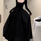 Classical Square Neck Black Prom Dress Long Sleeve A-Line Evening Dress C9726