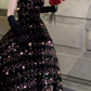 Gorgeous Strapless Prom Dress Black Sequins A-Line Evening Dress C9730