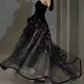 Ornate Strapless Prom Dress Black Sequins A-Line Evening Dress C9732