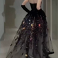 Ornate Strapless Prom Dress Black Sequins A-Line Evening Dress C9732
