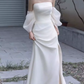 Superbe robe de mariée sirène bustier en satin et tulle, longue et en dentelle, C4563