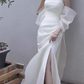 Superbe robe de mariée sirène bustier en satin et tulle, longue et en dentelle, C4563